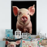 Pink Curious Snout Pig - Pig Large Canvas Wall Art