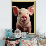 Pink Curious Snout Pig - Pig Large Canvas Wall Art