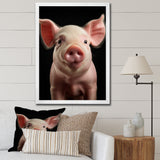 Pink Curious Snout Pig - Pig Large Canvas Wall Art