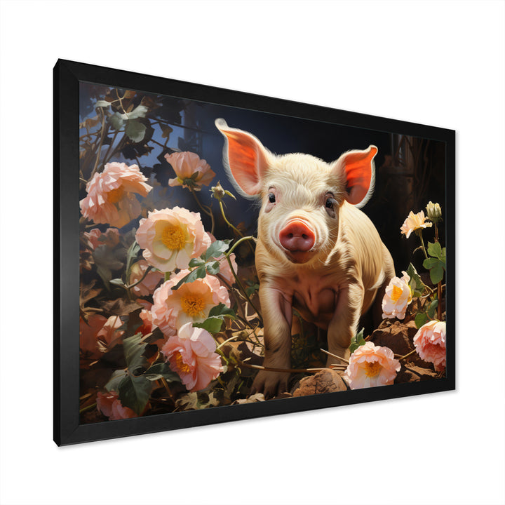 Pink Pig Joyful Oinker - Pig Living Room Wall Art