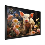 Pink Pig Joyful Oinker - Pig Living Room Wall Art