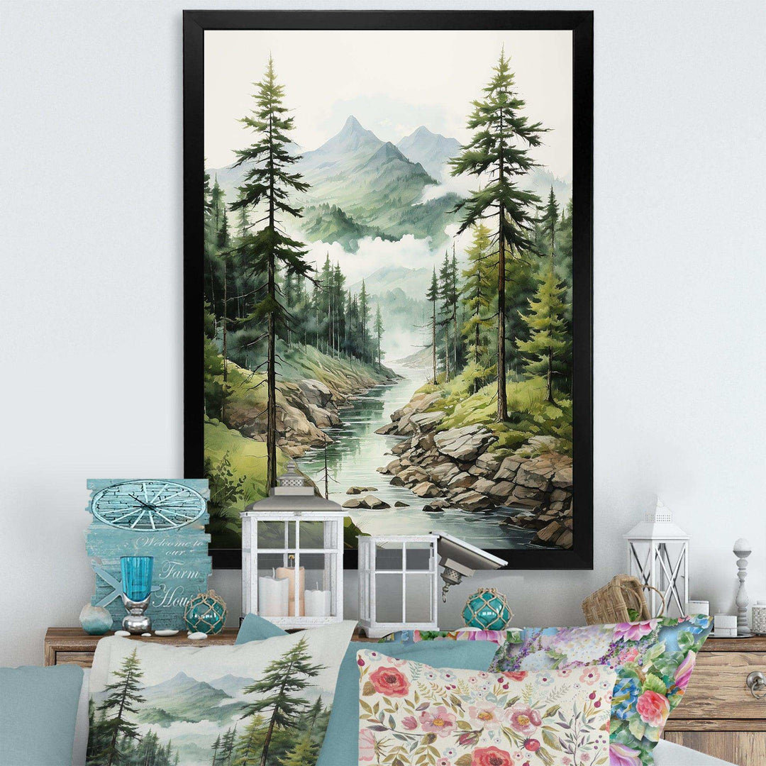 Green Pine Tree Eternal Guardians I - Floral Canvas Wall Art