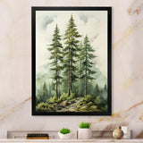 Green Pine Tree Eternal Guardians II - Floral Canvas Wall Art