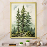 Green Pine Tree Eternal Guardians II - Floral Canvas Wall Art