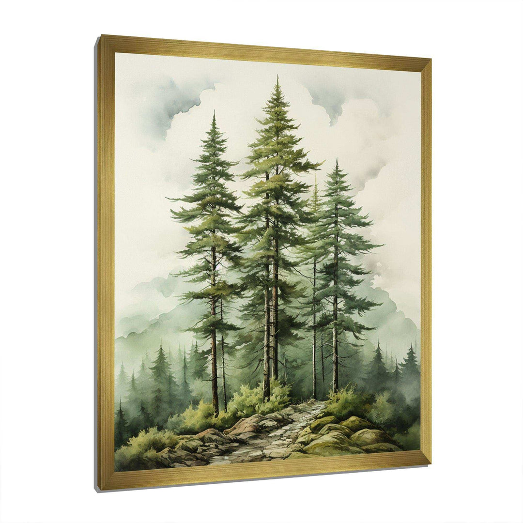 Green Pine Tree Eternal Guardians II - Floral Canvas Wall Art