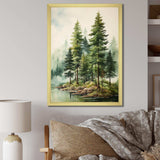 Green Pine Tree Eternal Guardians III - Floral Canvas Wall Art