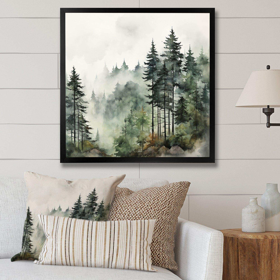 Idesignart pine tree misty morning i floral canvas wall art