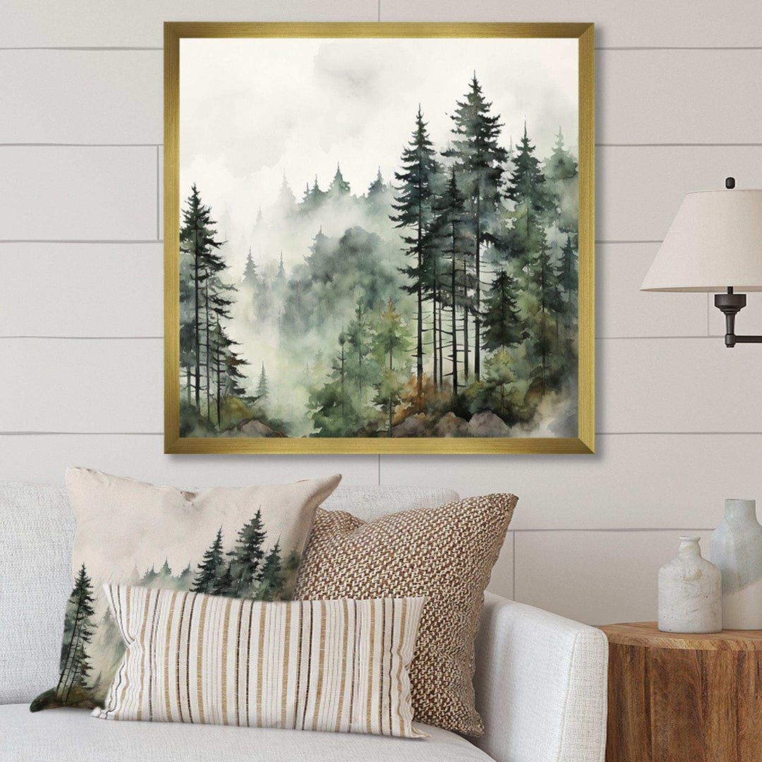 Idesignart pine tree misty morning i floral canvas wall art