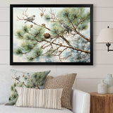 Bird On Pine Tree I - Floral Canvas Wall Art