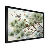 Bird On Pine Tree I - Floral Canvas Wall Art