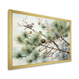 Bird On Pine Tree I - Floral Canvas Wall Art