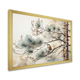 Bird On Pine Tree II - Floral Canvas Wall Art