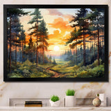 Pine Tree Sunset Glow I - Floral Canvas Wall Art