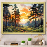 Pine Tree Sunset Glow I - Floral Canvas Wall Art