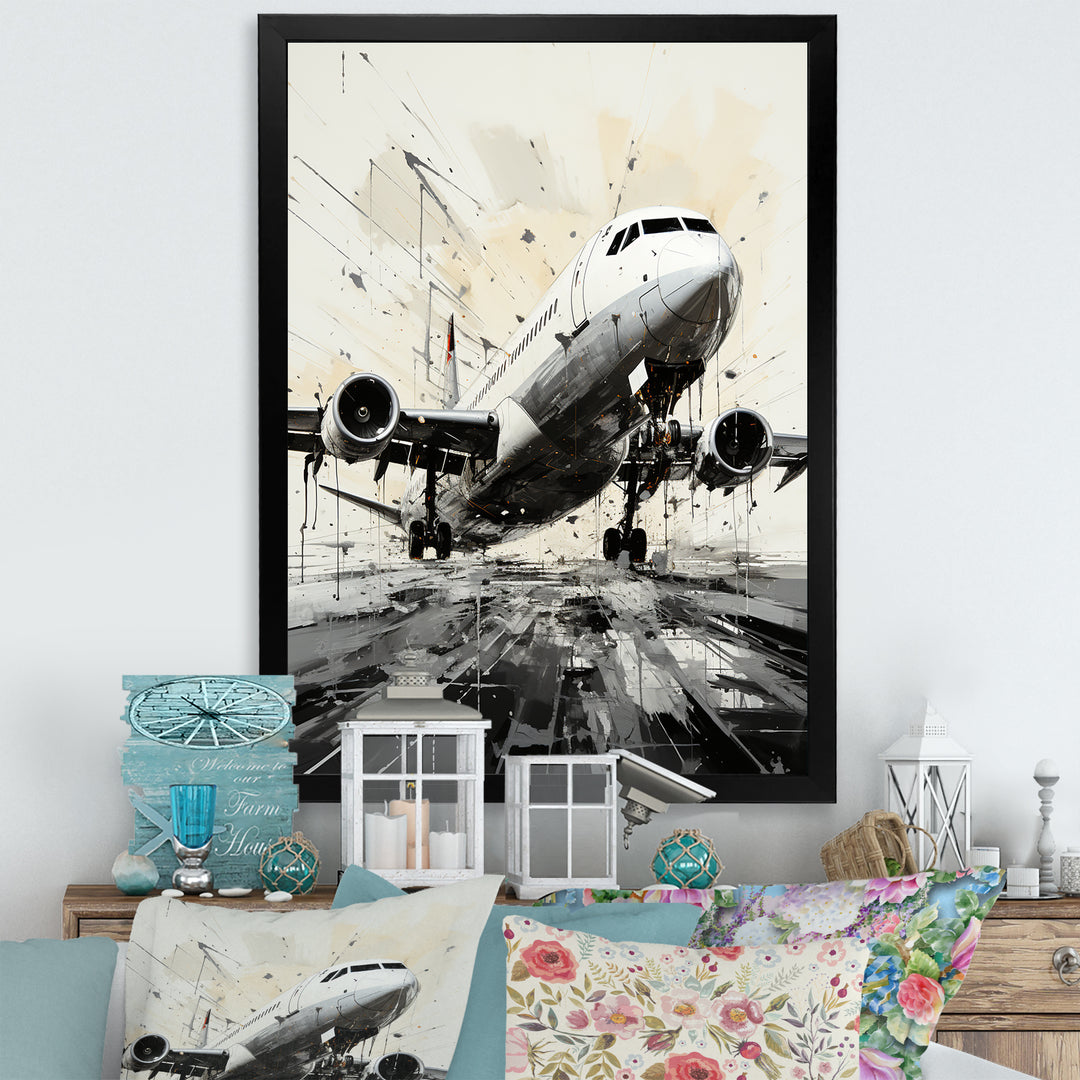 Abstracted Plane Flight Path - Plane Canvas Wall Art