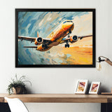 Teal Plane Under Abstracted Cloud - Plane Canvas Wall Art