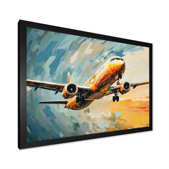 Teal Plane Under Abstracted Cloud - Plane Canvas Wall Art