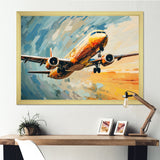 Teal Plane Under Abstracted Cloud - Plane Canvas Wall Art