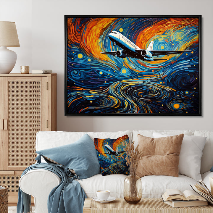Plane In Cosmic Sojourn - Plane Canvas Wall Art