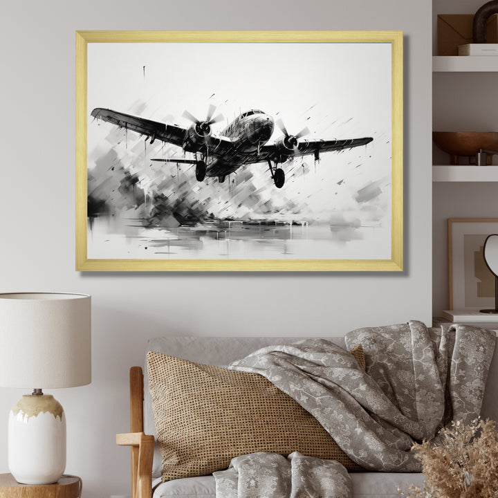 Expressive Plane Airborne - Plane Canvas Wall Art