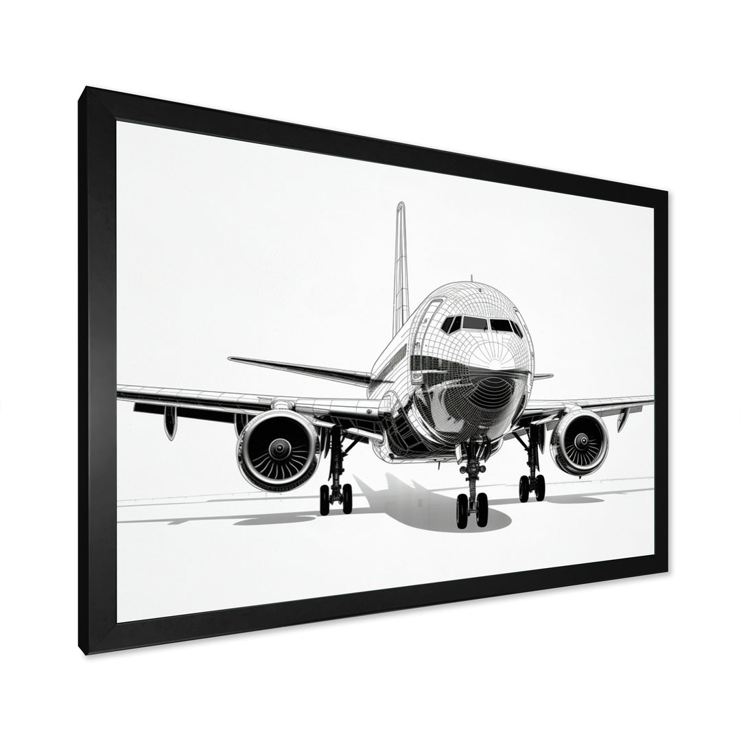 Black &amp; White Plane Graphic Elevation - Plane Canvas Wall Art