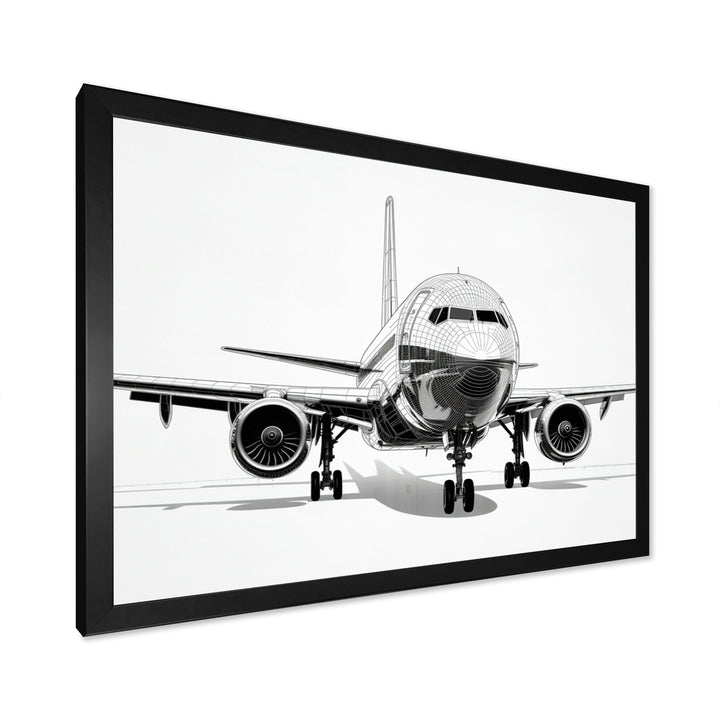 Black &amp; White Plane Graphic Elevation - Plane Canvas Wall Art