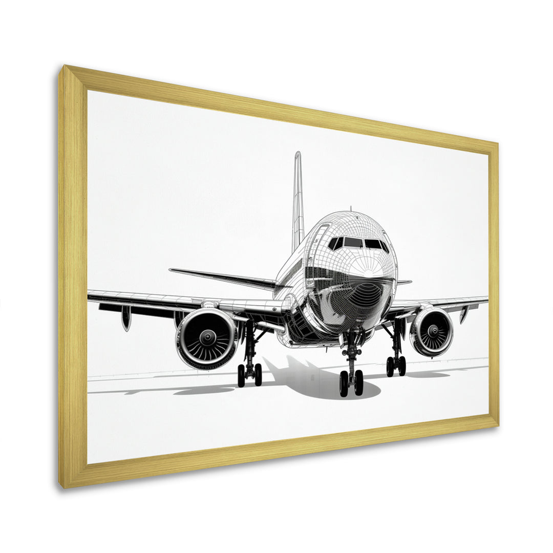 Black &amp; White Plane Graphic Elevation - Plane Canvas Wall Art