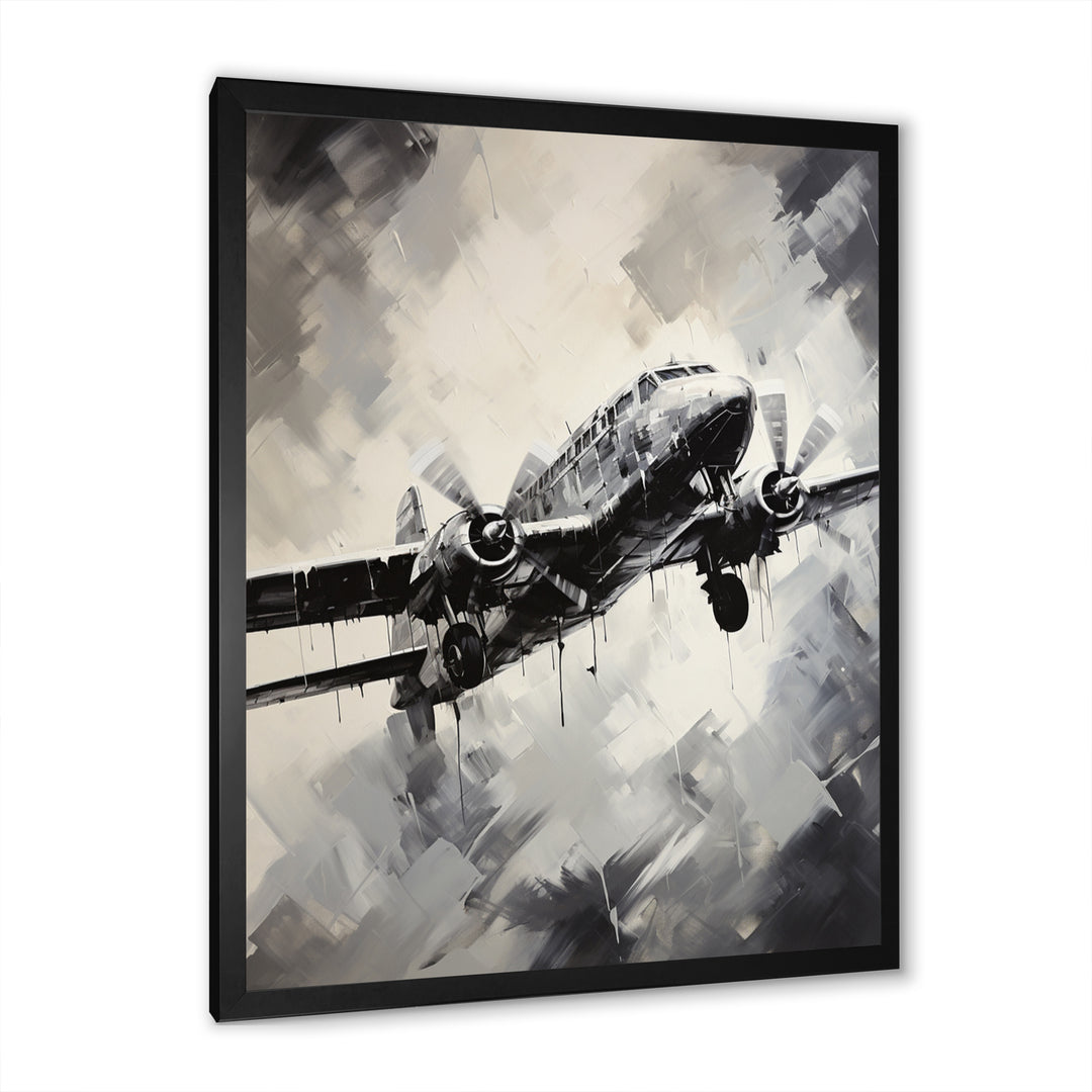 Monochromatic Plane Soaring I - Plane Canvas Wall Art