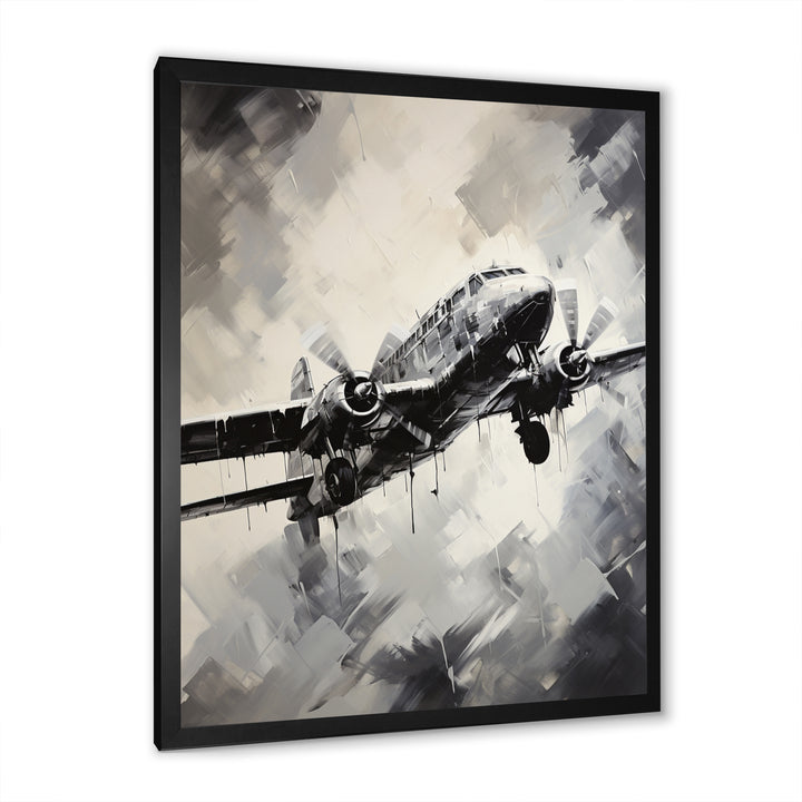 Monochromatic Plane Soaring I - Plane Canvas Wall Art
