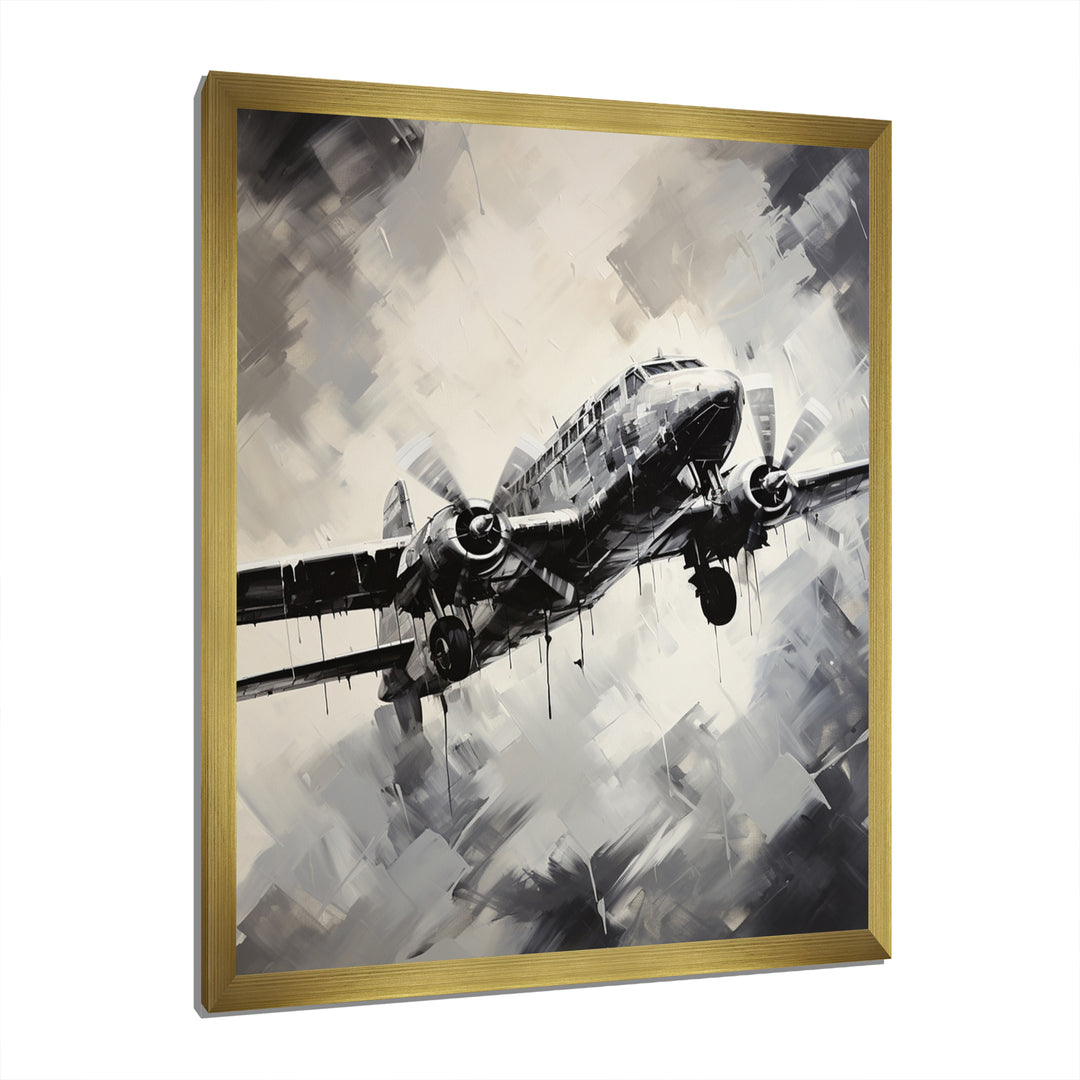 Monochromatic Plane Soaring I - Plane Canvas Wall Art