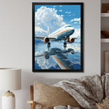 Airplane Reflection On Mountain Lake - Plane Canvas Wall Art