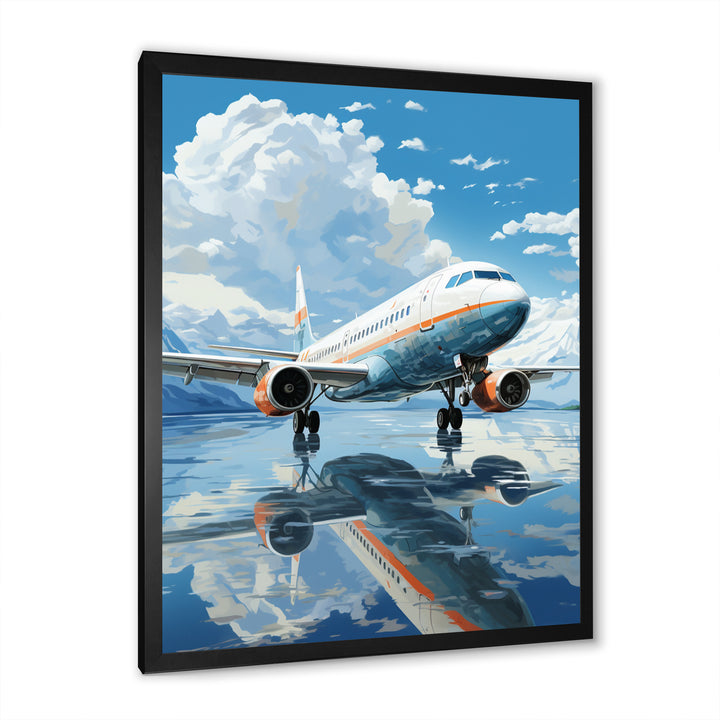 Airplane Reflection On Mountain Lake - Plane Canvas Wall Art