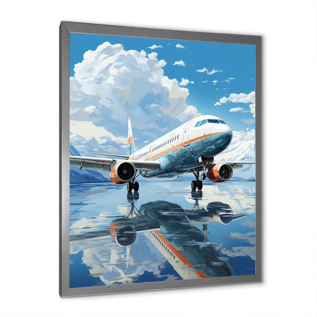 Airplane Reflection On Mountain Lake - Plane Canvas Wall Art
