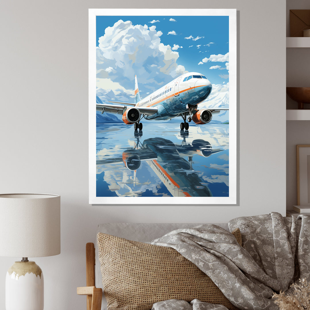 Airplane Reflection On Mountain Lake - Plane Canvas Wall Art