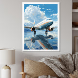 Airplane Reflection On Mountain Lake - Plane Canvas Wall Art