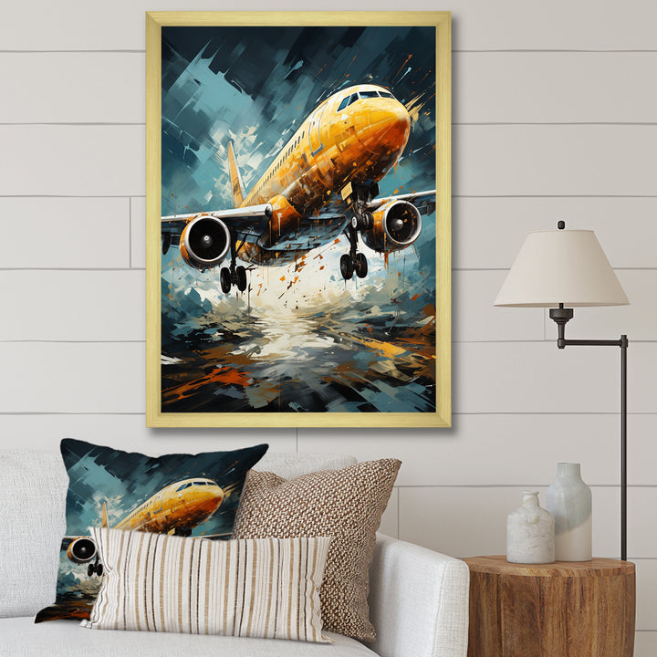 Orange Aerodynamics Plane - Plane Canvas Wall Art