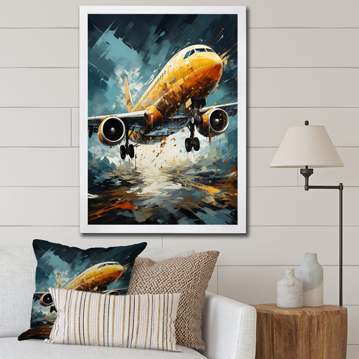 Orange Aerodynamics Plane - Plane Canvas Wall Art