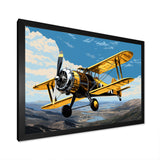 Yellow Airplane Over The Lake - Plane Canvas Wall Art