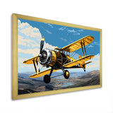 Yellow Airplane Over The Lake - Plane Canvas Wall Art