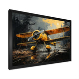 Yellow Airplane In Forest - Plane Canvas Wall Art