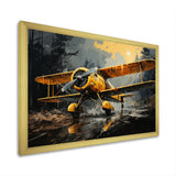 Yellow Airplane In Forest - Plane Canvas Wall Art