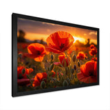 Red Poppies Field With Sunset II - Floral Canvas Wall Art