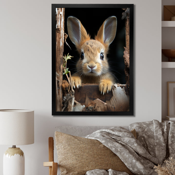 Funny Rabbit Portrait - Rabbit Framed Canvas Art