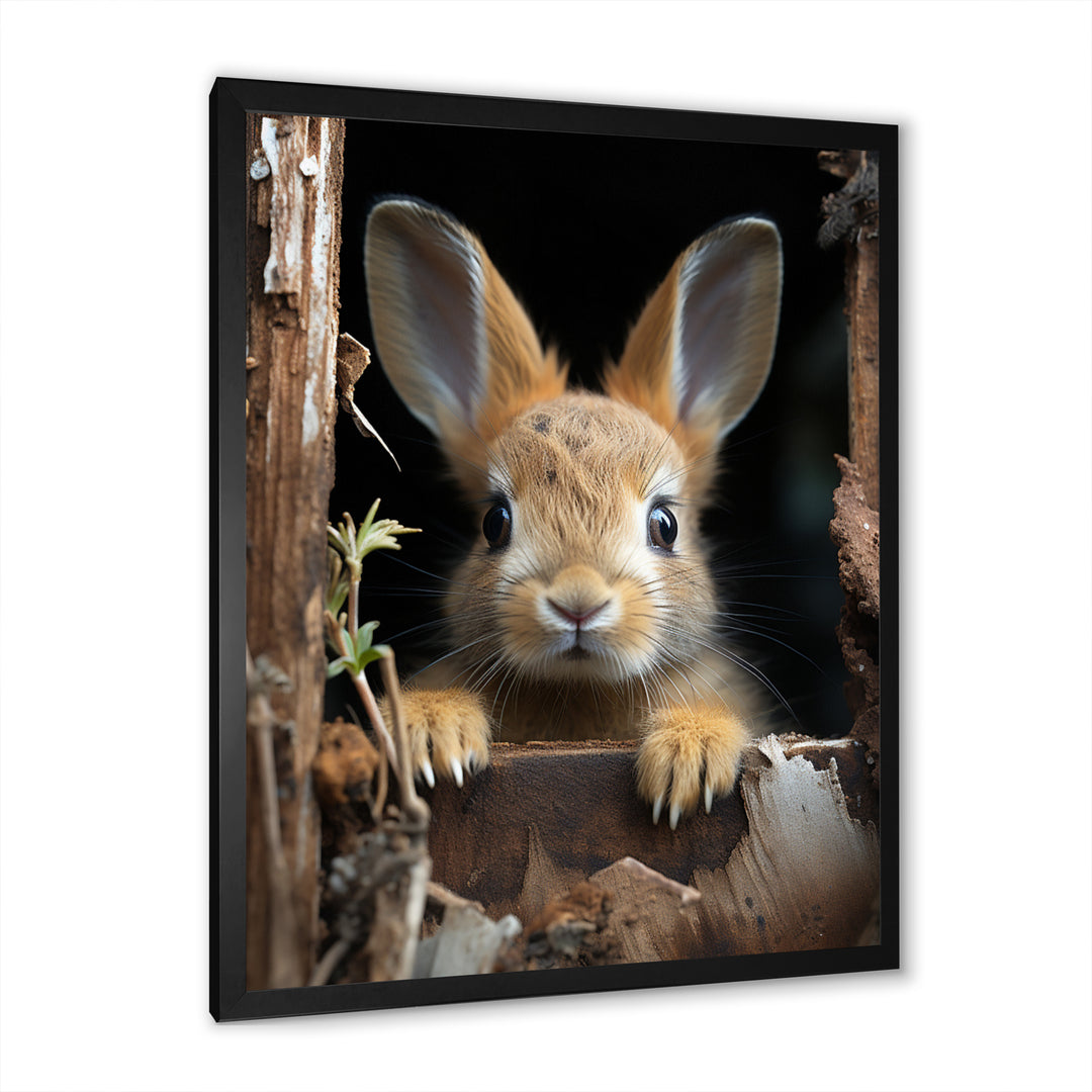 Funny Rabbit Portrait - Rabbit Framed Canvas Art