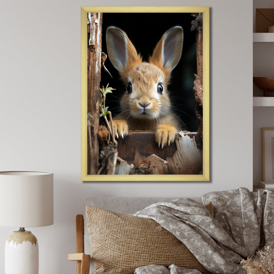 Funny Rabbit Portrait - Rabbit Framed Canvas Art