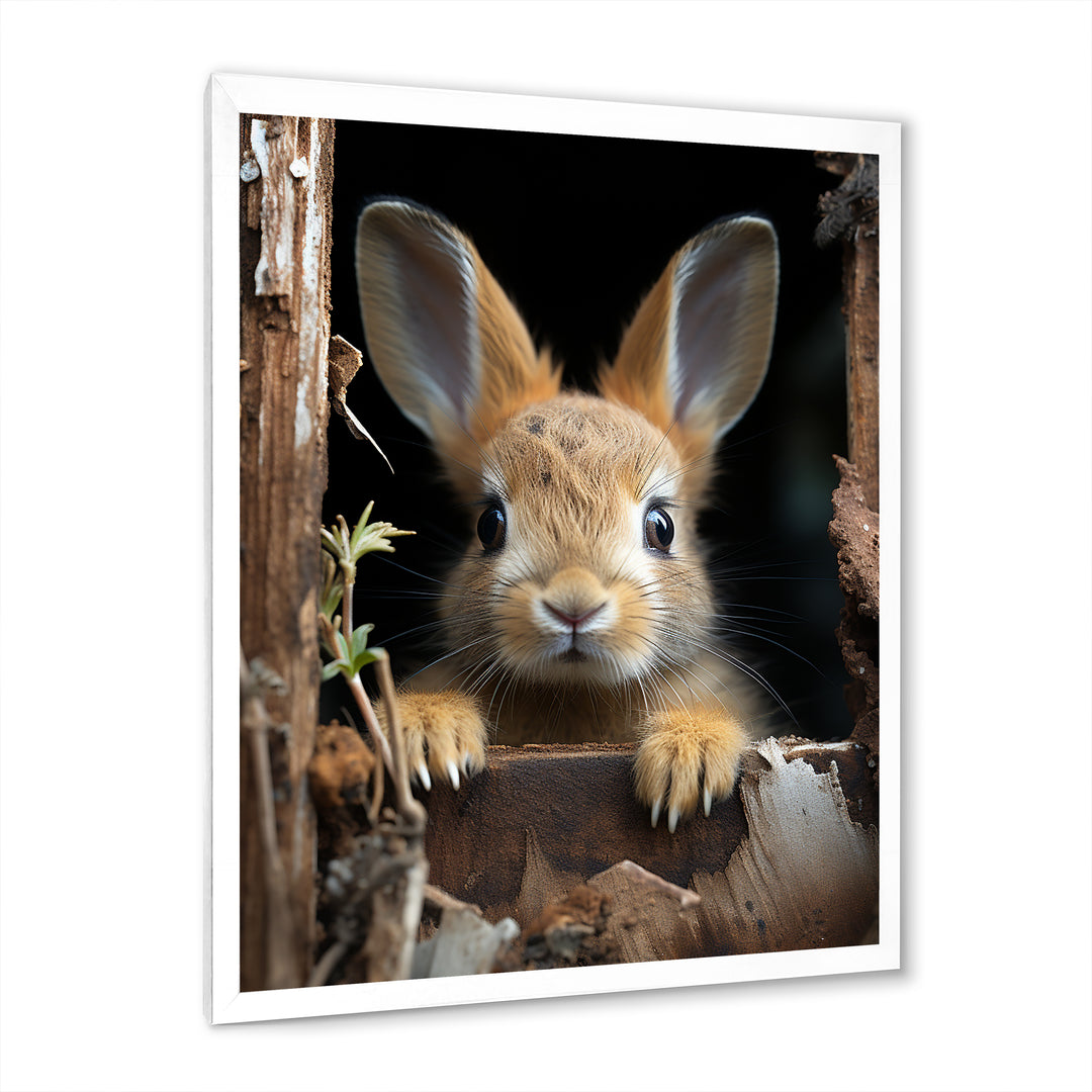 Funny Rabbit Portrait - Rabbit Framed Canvas Art