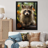 Vibrant Raccoon Portrait III - Animals Canvas Wall Art