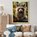 Vibrant Raccoon Portrait III - Animals Canvas Wall Art