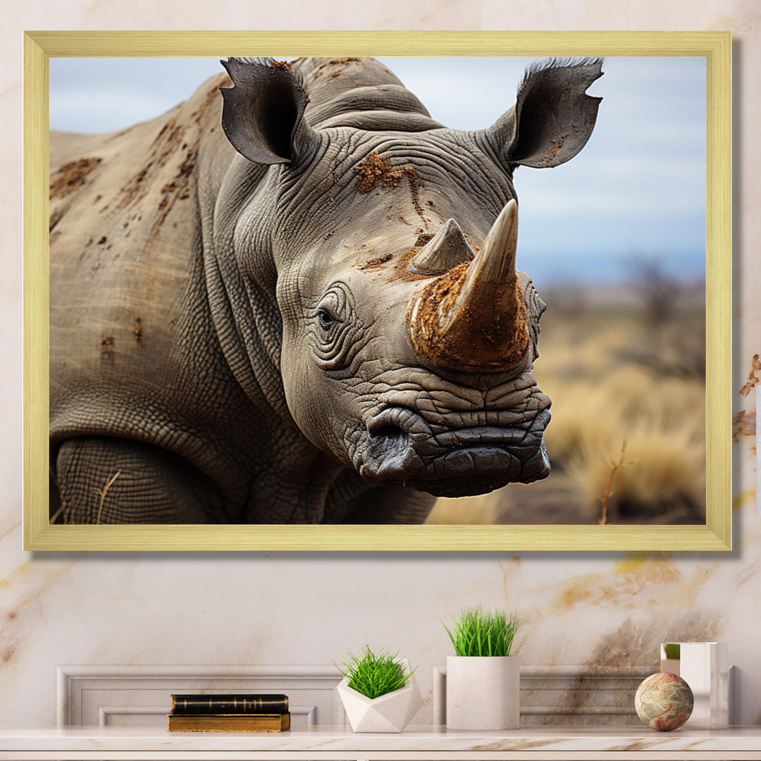 Rhinoceros Monochrome Portrait - Rhinoceros Wall Decor