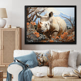 Majestic Rhino Pastoral - Rhinoceros Framed Canvas Art